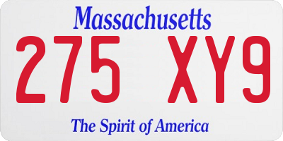 MA license plate 275XY9