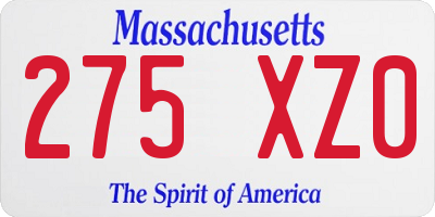 MA license plate 275XZ0
