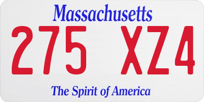 MA license plate 275XZ4