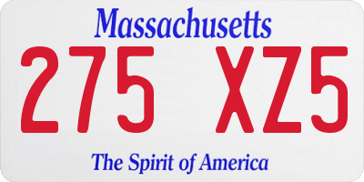 MA license plate 275XZ5