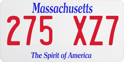 MA license plate 275XZ7