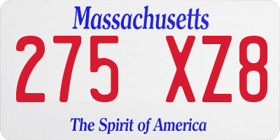 MA license plate 275XZ8