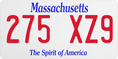 MA license plate 275XZ9