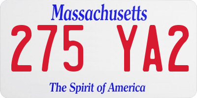 MA license plate 275YA2