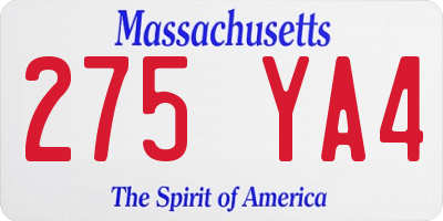MA license plate 275YA4
