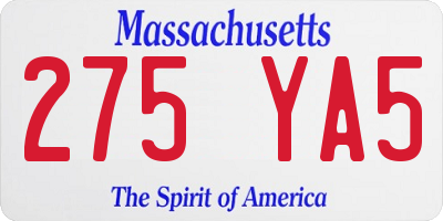MA license plate 275YA5