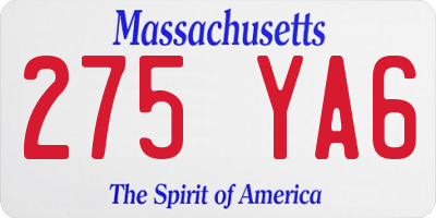 MA license plate 275YA6