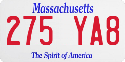 MA license plate 275YA8