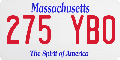MA license plate 275YB0