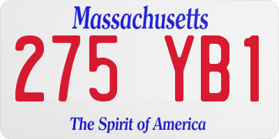 MA license plate 275YB1