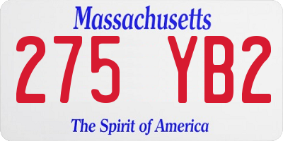 MA license plate 275YB2