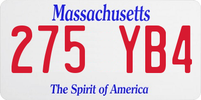 MA license plate 275YB4