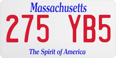 MA license plate 275YB5