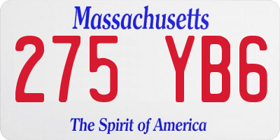 MA license plate 275YB6