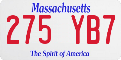 MA license plate 275YB7