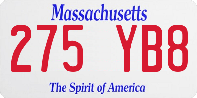 MA license plate 275YB8