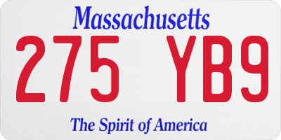 MA license plate 275YB9