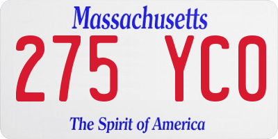 MA license plate 275YC0