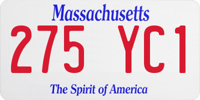 MA license plate 275YC1