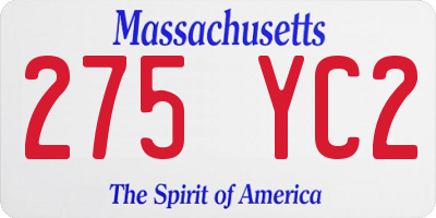 MA license plate 275YC2