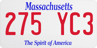 MA license plate 275YC3
