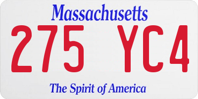 MA license plate 275YC4