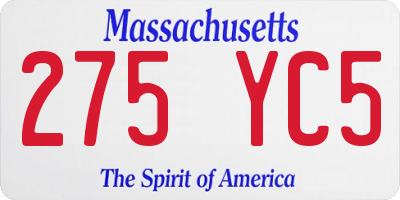 MA license plate 275YC5