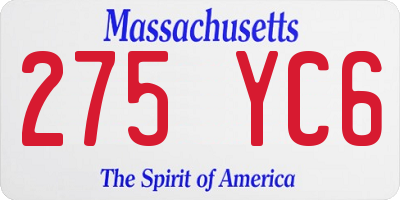 MA license plate 275YC6