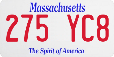 MA license plate 275YC8