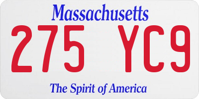 MA license plate 275YC9
