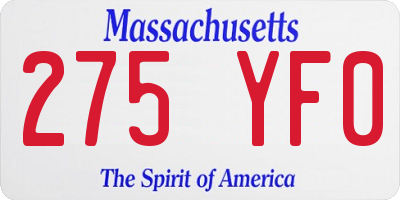 MA license plate 275YF0