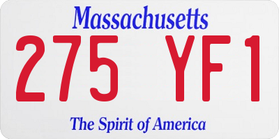 MA license plate 275YF1