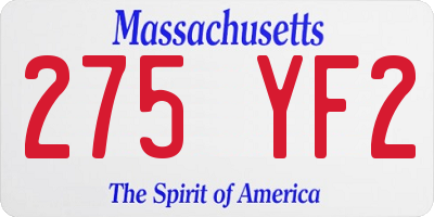 MA license plate 275YF2