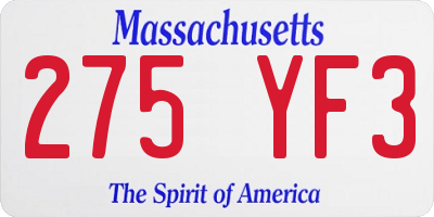 MA license plate 275YF3