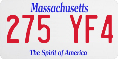 MA license plate 275YF4