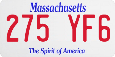 MA license plate 275YF6