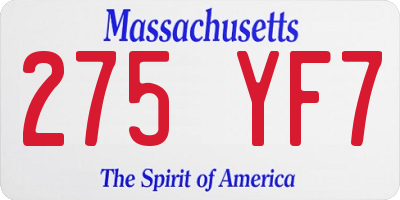 MA license plate 275YF7