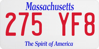 MA license plate 275YF8