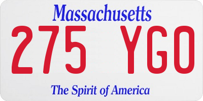 MA license plate 275YG0