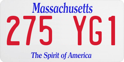 MA license plate 275YG1