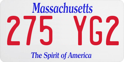 MA license plate 275YG2