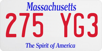 MA license plate 275YG3
