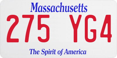 MA license plate 275YG4