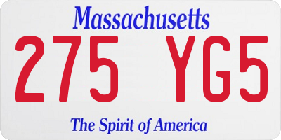 MA license plate 275YG5