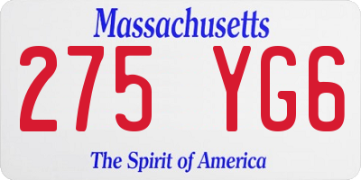 MA license plate 275YG6