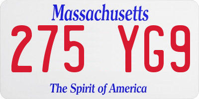 MA license plate 275YG9