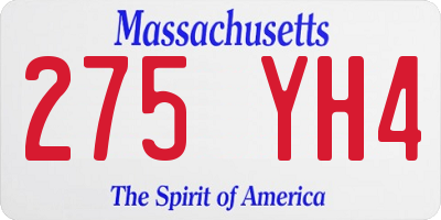 MA license plate 275YH4