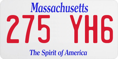 MA license plate 275YH6