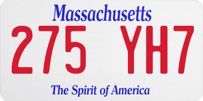 MA license plate 275YH7