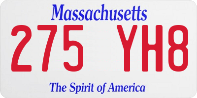 MA license plate 275YH8
